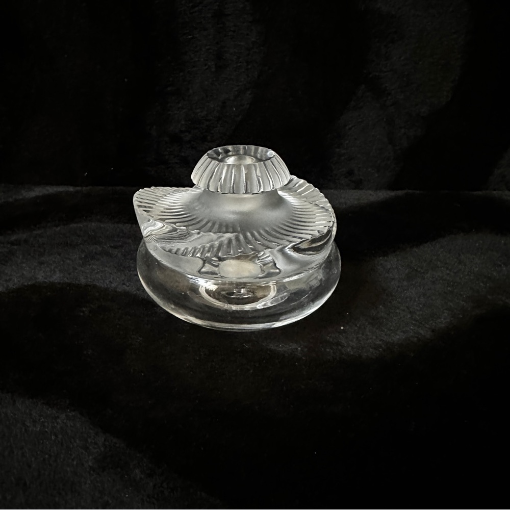 Lalique Clear parfume bottle with lid signed